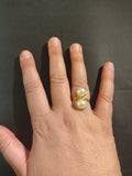 Anillo alambre dorado con 2 perlas
