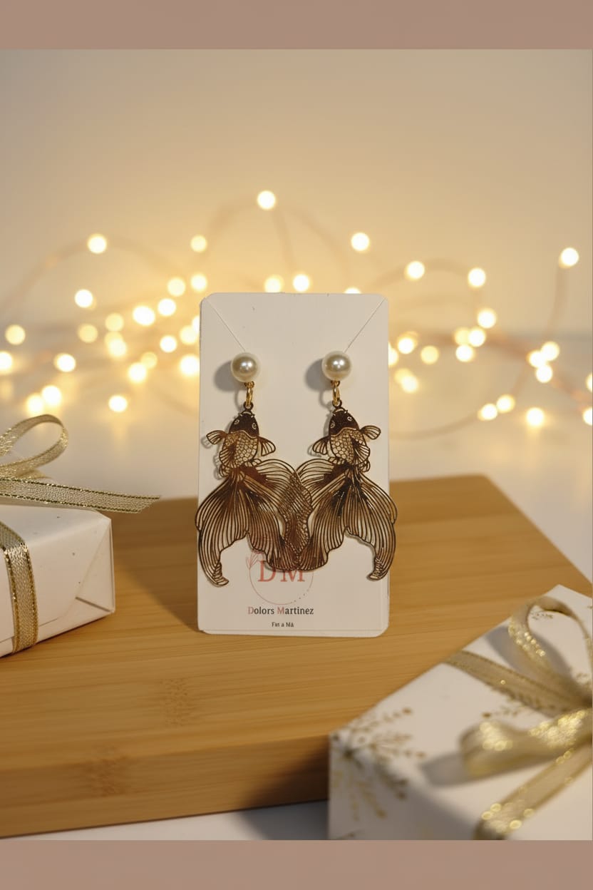 Pendientes Dorados Peces Cola Grande