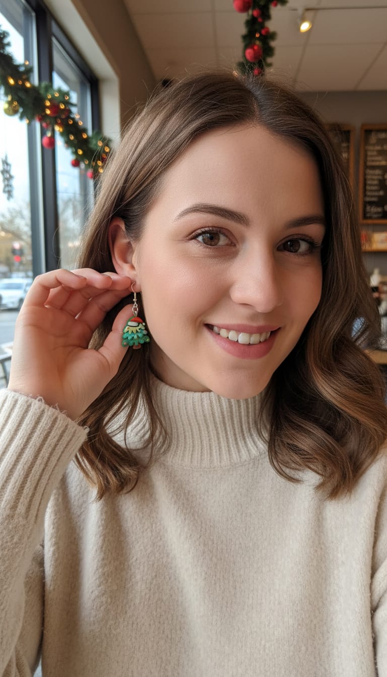 Pendientes árbol de Navidad con color cierre de gancho