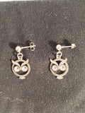 Pendientes buho plateado