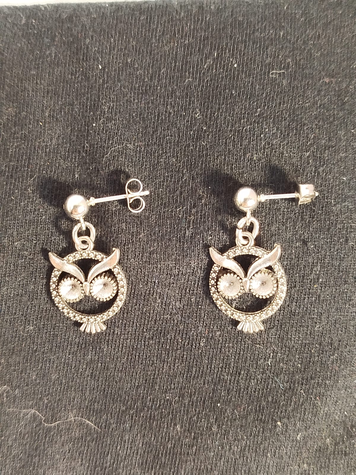 Pendientes buho plateado
