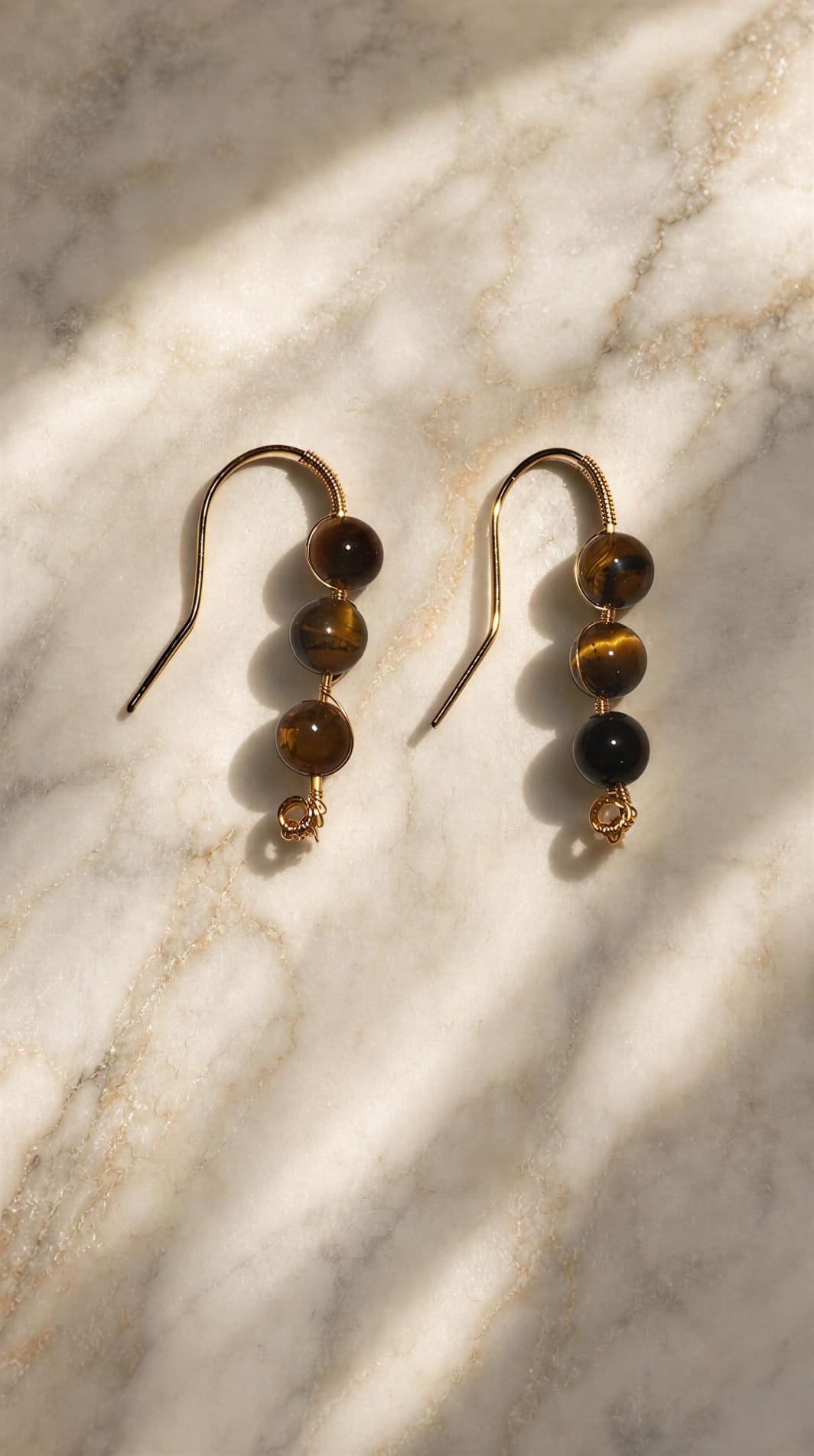 Pendientes largos 3 ojos tigre