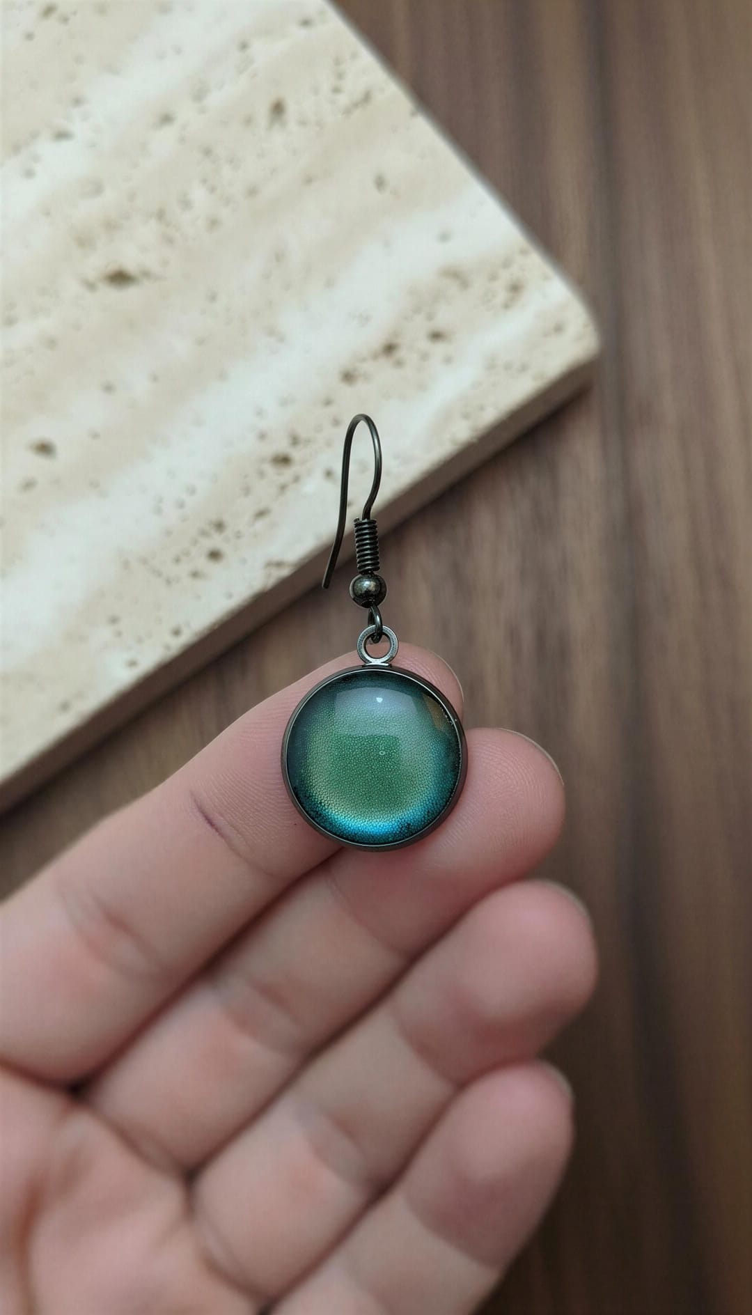 Pendientes redondos verde turquesa