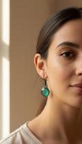 Pendientes redondos verde turquesa