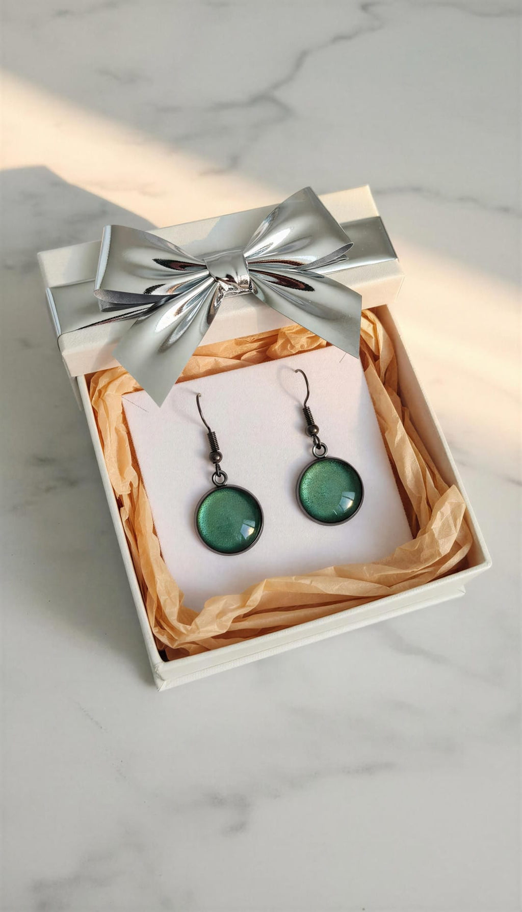Pendientes redondos verde turquesa