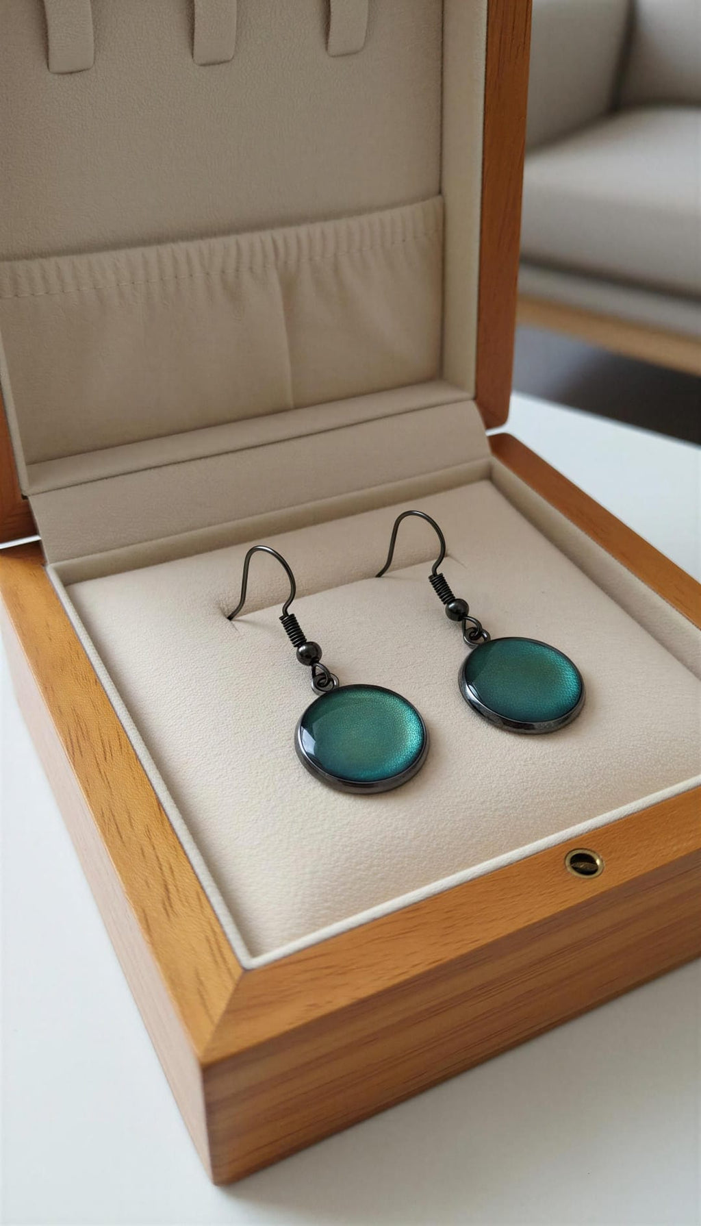 Pendientes redondos verde turquesa