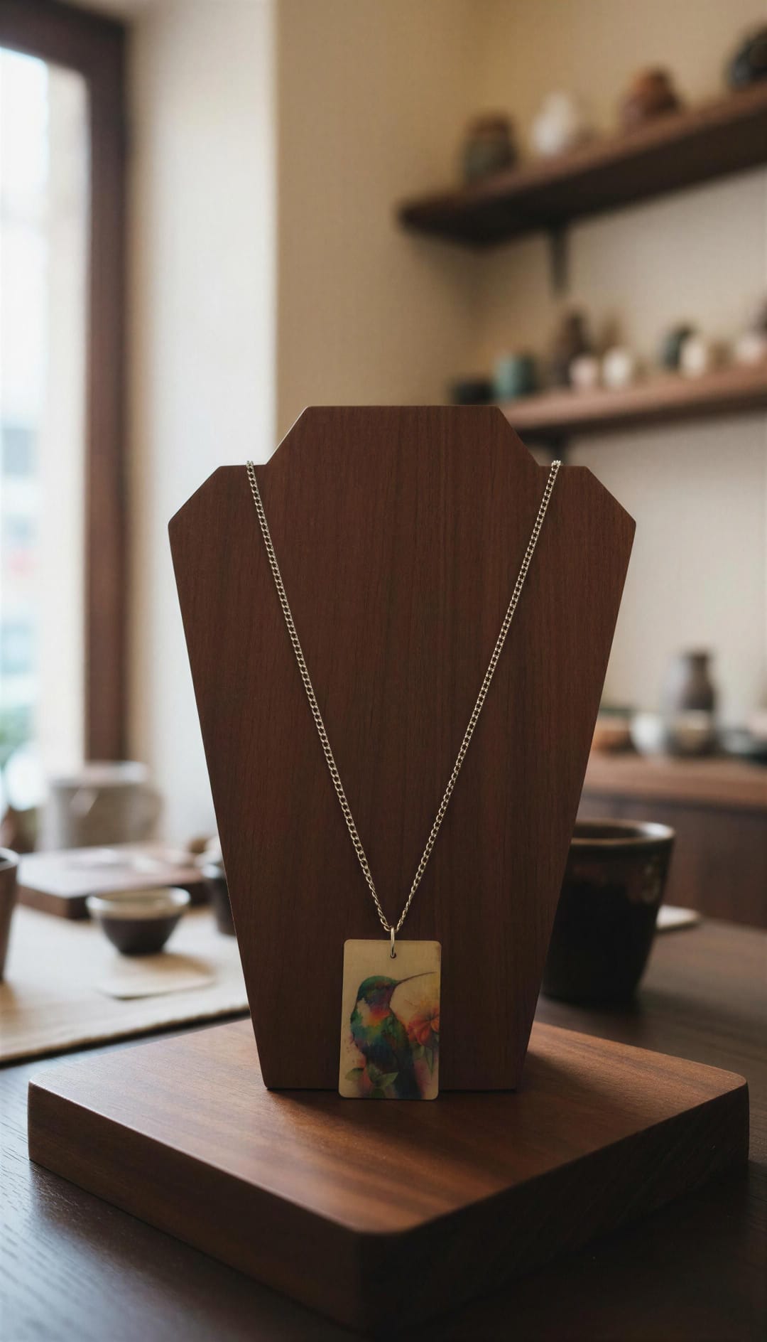 Collar con imagen de colibrí