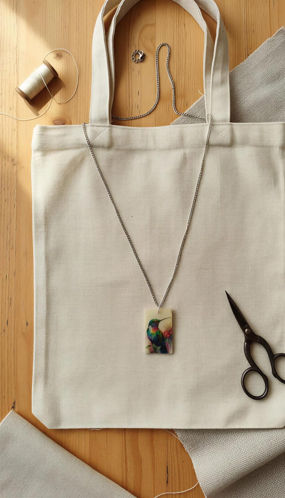Collar con imagen de colibrí