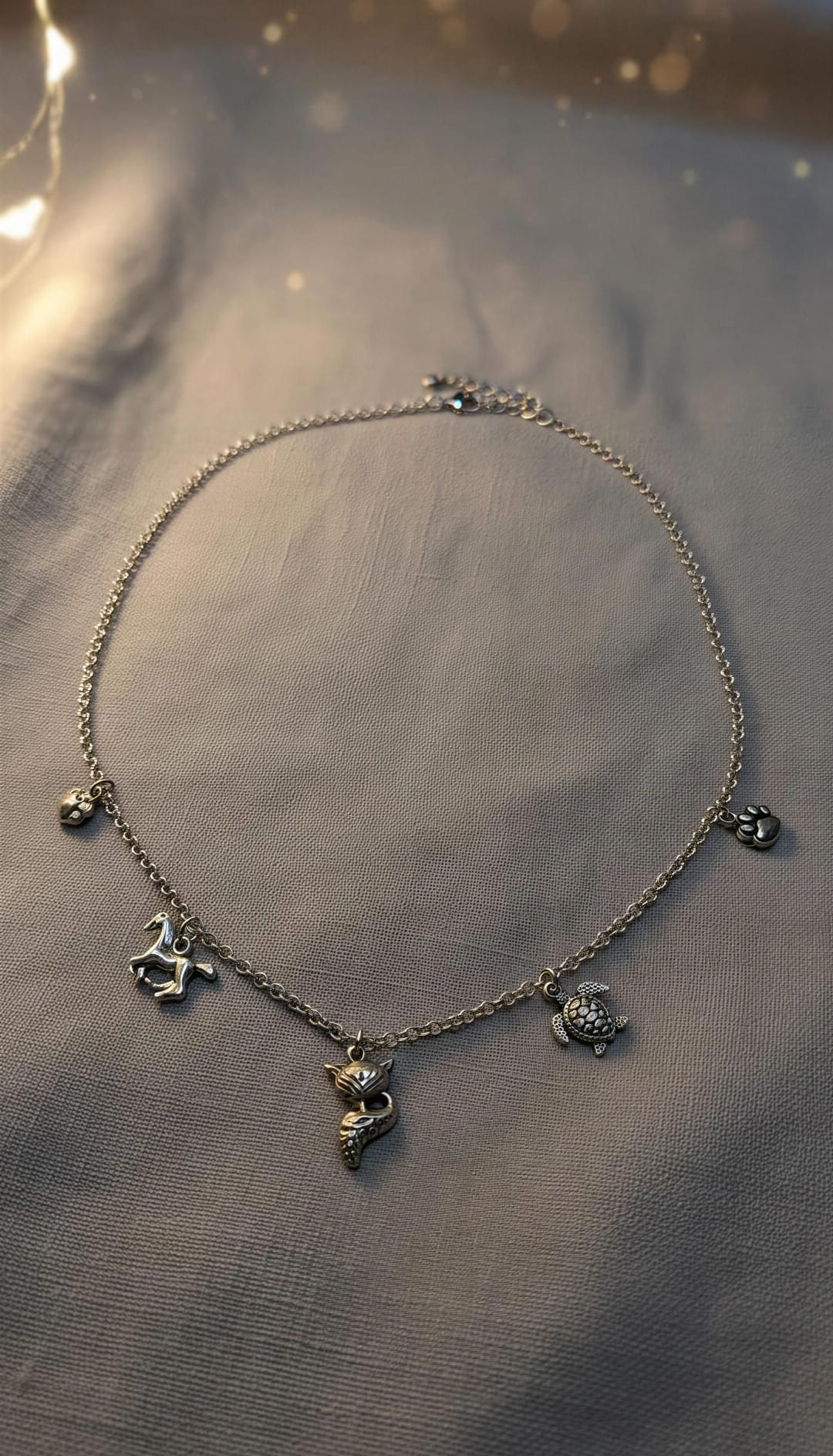 Collar Acero plateado con dijes motivos de animales