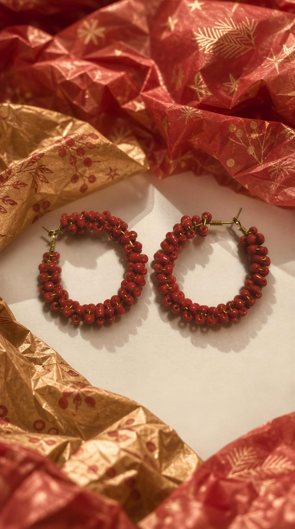 Pendientes aros con mostacillas de colores