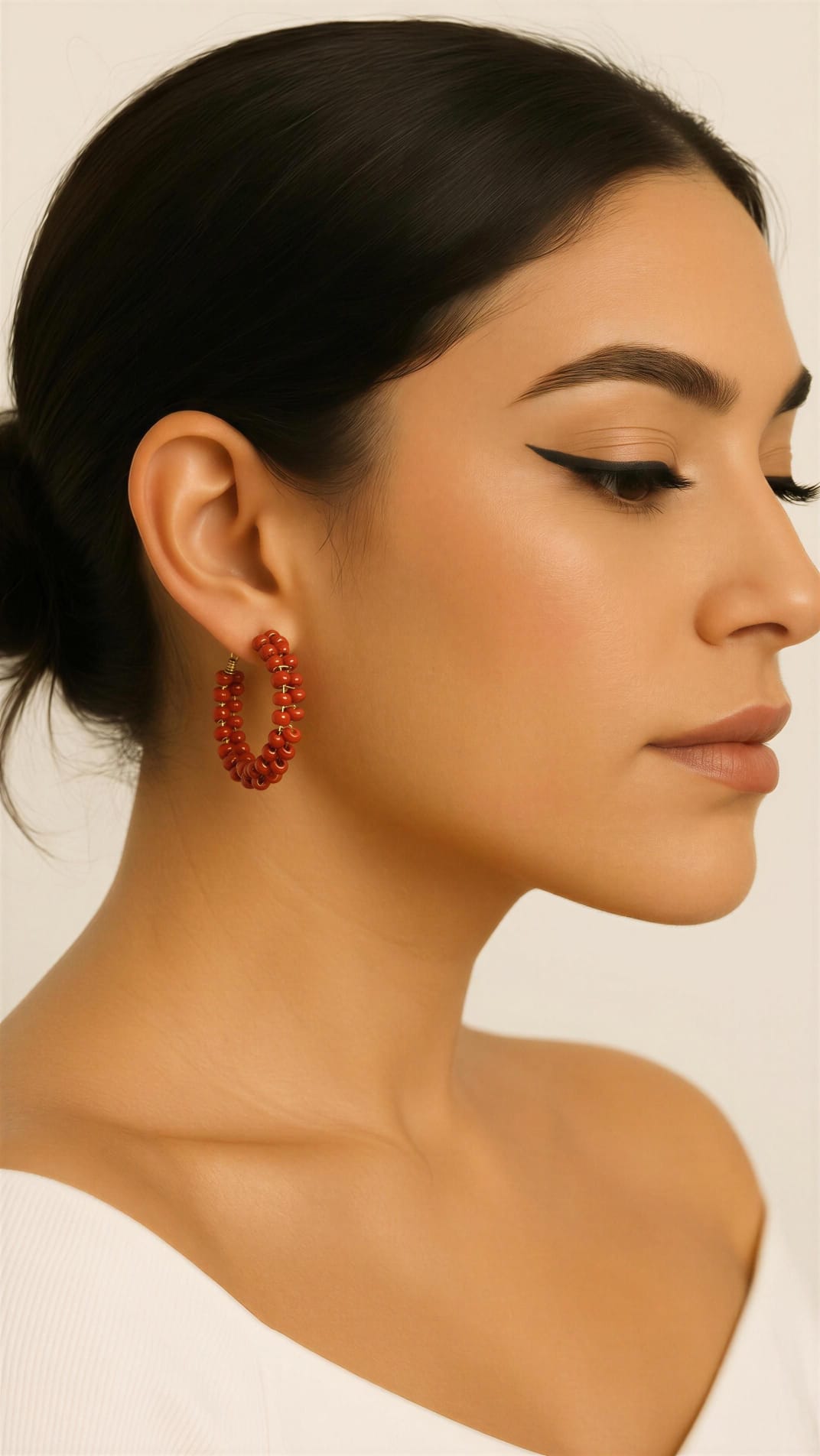 Pendientes aros con mostacillas de colores