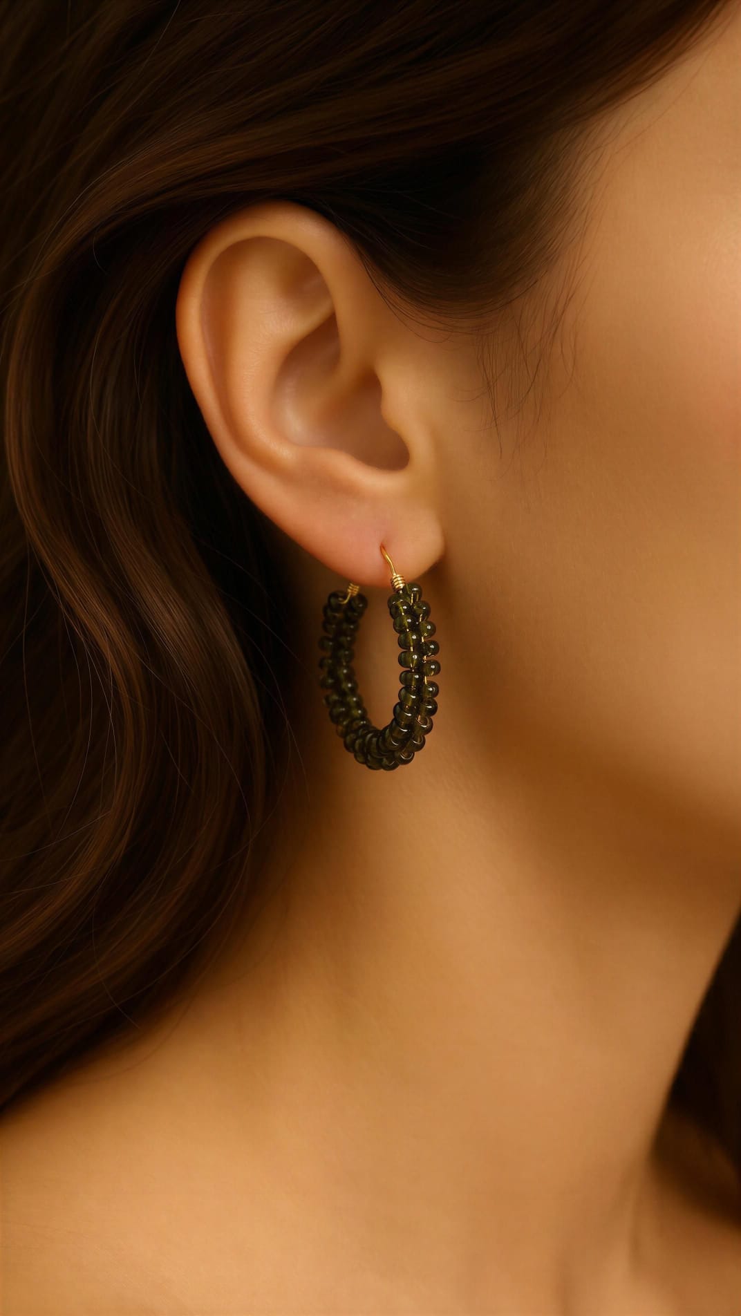 Pendientes aros con mostacillas de colores